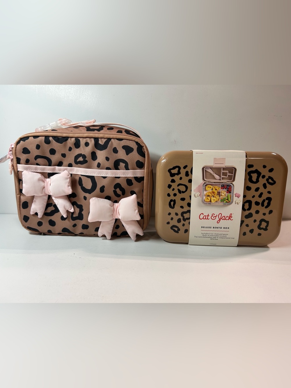 NEW Cat & Jack Leopard Print Lunch Bag and Bento Box